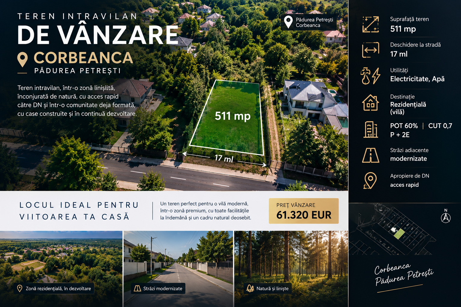 Teren Intravilan de vanzare in Corbeanca, Padurea Petresti